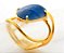 03 Anel Quartzo Azul Cabochão Oval Pequeno Dourado - Imagem 4