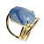 03 Anel Quartzo Azul Cabochão Oval Pequeno Dourado - Imagem 1