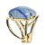 03 Anel Quartzo Azul Cabochão Oval Pequeno Dourado - Imagem 3