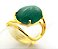 03 Anel Quartzo Verde Cabochão Oval Pequeno Dourado - Imagem 5