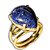 Anel Nlux Gota Pedra Sodalita Azul Natural Garra Dourado - Imagem 1