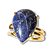 Anel Nlux Gota Pedra Sodalita Azul Natural Garra Dourado - Imagem 2