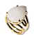 Anel Nlux Gota Pedra Quartzo Leitoso Natural Garra Dourado - Imagem 1