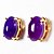 Brinco Cabochão Topinho Agata Lilás Natural Banho Dourado - Imagem 1