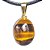 03 Pingente Nlux Mini Cabochão Olho de Tigre Pino Dourado Atacado - Imagem 2