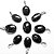 03 Pingente Mini Cabochão Turmalina Preta 18mm Prata 950 Atacado - Imagem 1