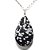 03 Pingente Gota Obsidiana Flocos de Neve Pedra Natural Prateado Atacado - Imagem 1