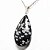 03 Pingente Gota Obsidiana Flocos de Neve Pedra Natural Prateado Atacado - Imagem 2
