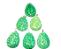 10 Pingente Gota Amazonita Verde Pedra Natural Pino Prateado 35mm Atacado - Imagem 1