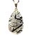 03 Pingente Gota Quartzo Leitoso Incrustado Turmalina Prateado Atacado - Imagem 2
