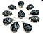 5 Pingente Gota Obsidiana Flocos de Neve Prata 950 Garra - Imagem 1