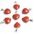 10 Pingente Mini Coração Jaspe Vermelho Pedra Natural Prateado ATACADO - Imagem 1