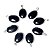 05 Pingente Obsidiana Negra Cabochão Pedra Natural Montagem Pino Prateado Atacado - Imagem 1