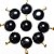05 Pingente Disco Obsidiana Negra 20mm Pedra Natural Pino Dourado Atacado - Imagem 1