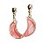 Brinco Meia Lua Pedra Cherry Rosa Acabamento Folha Dourado - Imagem 1