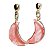 Brinco Meia Lua Pedra Cherry Rosa Acabamento Folha Dourado - Imagem 3