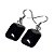 Brinco Retangular Pedra Obsidiana Negra Anzol Prateado - Imagem 3