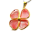 10 Pingente Trevo Cherry Rosa Trevinho da Sorte Montagem Dourado - Imagem 4