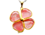 10 Pingente Trevo Cherry Rosa Trevinho da Sorte Montagem Dourado - Imagem 1