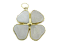 10 Pingente Trevo Quartzo Leitoso Pedra Natural Envolto Dourado - Imagem 1