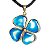 10 Pingente Trevo 4 Folhas Da Sorte Ágata Azul 4 Dourado - Imagem 3
