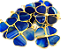 10 Pingente Trevo 4 Folhas Da Sorte Ágata Azul 4 Dourado - Imagem 2