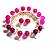 10 Brinco Bolinha Pedra Ágata Rosa Tarraxa Montagem Dourado - Imagem 1
