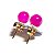 10 Brinco Bolinha Pedra Ágata Rosa Tarraxa Montagem Dourado - Imagem 2