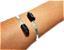 05 Bracelete de Turmalina Preta Ajustável Prateado Atacado - Imagem 2
