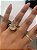 05 Anel Cabochão Misto Banho Dourado Aro Ajustável Atacado - Imagem 5