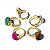 05 Anel Cabochão Misto Banho Dourado Aro Ajustável Atacado - Imagem 4