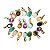 50 Pingente Extra Cabochão Facetado Pedras Mistas Garra Dourado - Imagem 3