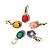 05 Pingente Extra Cabochão Facetado Pedras Mistas Garra Dourado - Imagem 3