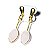 10 Brinco Navete Quartzo Rosa Ranhurado Tarraxa Dourado - Imagem 2