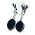 10 Brinco Navete Obsidiana Negra Natural Tarraxa Prateado - Imagem 2
