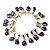 10 Brinco Cesta Amarrada Pedra Sodalita Azul Dourado - Imagem 1
