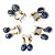 05 Brinco Cesta Amarrada Pedra Sodalita Azul Dourado - Imagem 1