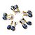 05 Brinco Cesta Amarrada Pedra Sodalita Azul Dourado - Imagem 2