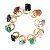 100 Anel Retangular Cabochao Pedra Natural MistoFlash Dourado Aro Ajustavel ATACADO - Imagem 6