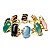 50 Anel Retangular Cabochao Pedra Natural Misto Flash Dourado Aro Ajustavel ATACADO - Imagem 3