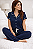 Azul Marinho- Pijama Americano Longo Pantalona - Imagem 1