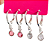 Kit de argolas click pingentes ponto de luz rosa banhado a prata - Imagem 1