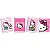 Quadros Decorativos Hello Kitty Rosa C/04 Unidades (111397) - Imagem 1