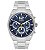 Relógio de Pulso Orient SolarTech, Multifunção, Mostrador Azul, Detalhes em Branco, Caixa e Pulseira em Aço, Aprova D'água.  Ref.: MBSSC 257. - Imagem 1
