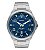 Relógio de Pulso Orient, Mostrador Azul, Detalhes em Branco,Números e Ponteiros Fluorecentes, Caixa e Pulseira em Aço, Aprova D'água.  Ref.: MBSS 1358 - Imagem 1