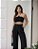 Conjunto Calça e Cropped Flor 3D Preto - Imagem 2