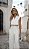 Conjunto Alfaiataria Calça + Cropped + Cinto Risca de Giz Branco - Imagem 1