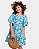Vestido Infantil Feminino Azul com Estampa Floral e Mangas com Babado - Imagem 1