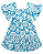 Vestido Infantil Feminino Azul com Estampa Floral e Mangas com Babado - Imagem 5