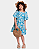Vestido Infantil Feminino Azul com Estampa Floral e Mangas com Babado - Imagem 3